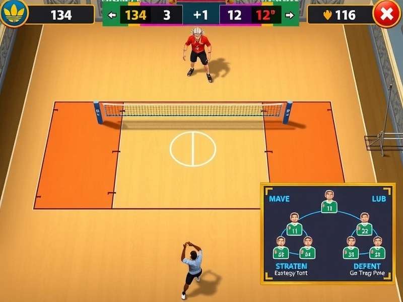 Volley Elite Spiker Showdown gameplay screenshot showing intense volleyball action